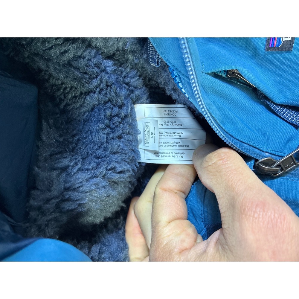 Patagonia Kids H2No Insulated Fleece Lined Waterproof Parka Jacket Blue Large 12 - Picture 16 of 16